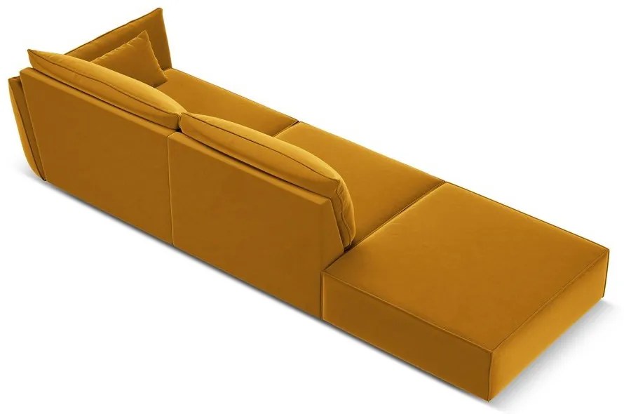 Canapea galben-muștar cu tapițerie din catifea, cu colț pe partea dreaptă 264 cm Vanda – Mazzini Sofas
