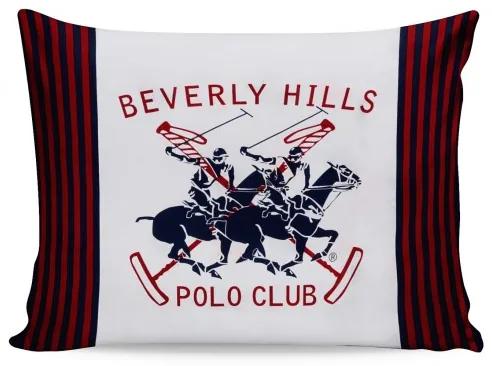 Set 2 fete perna din bumbac, Beverly Hills Polo Club BHPC 009 Alb / Rosu, 50 x 70 cm