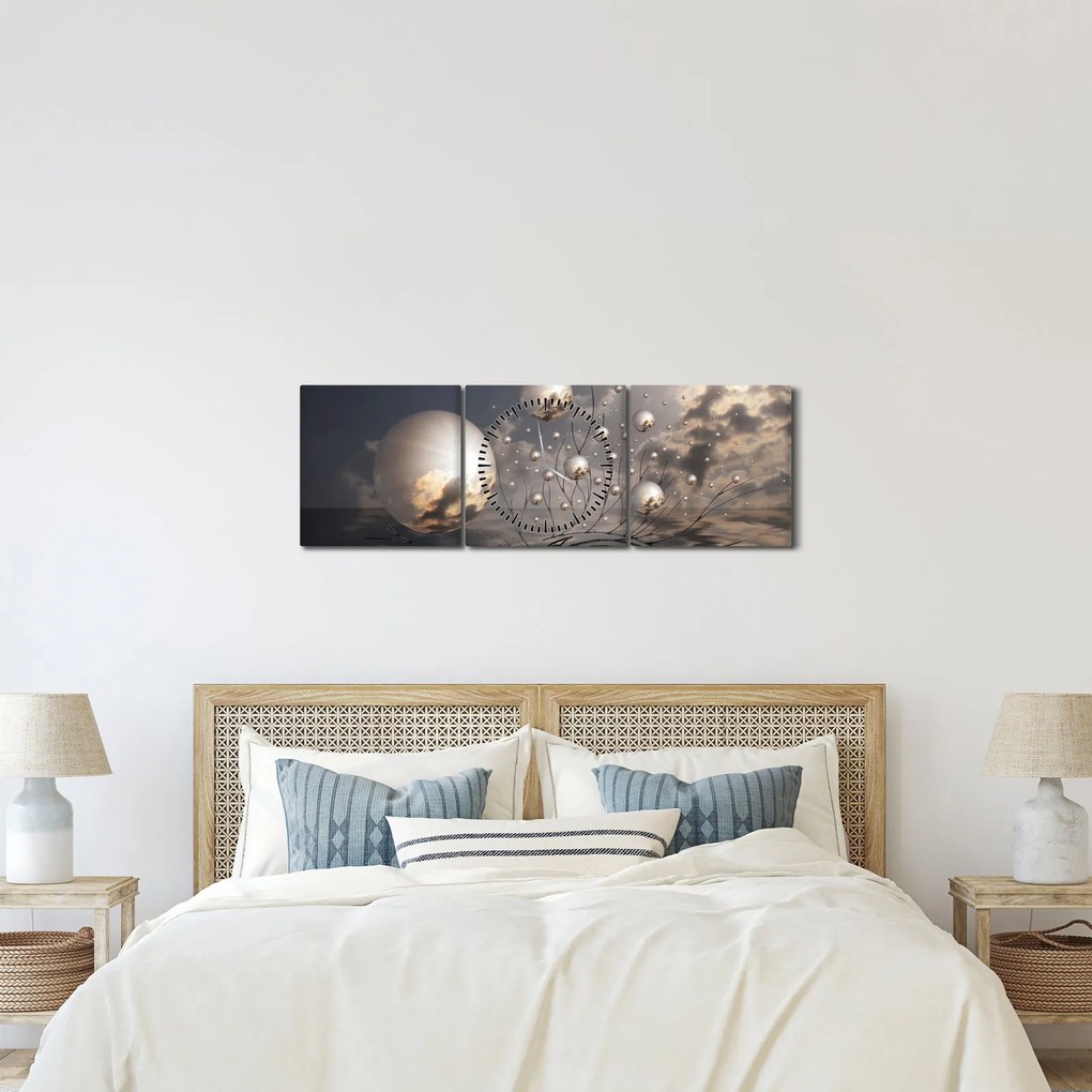 Tabloul abstract - bile (cu ceas) (90x30 cm)
