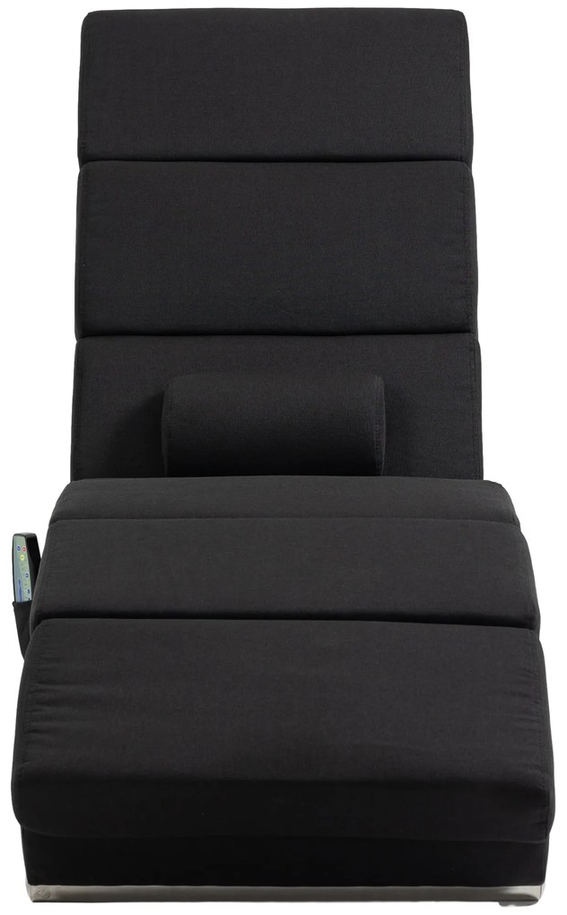HOMCOM Fotoliu relaxant șezlong de relaxare ergonomic, cu masaj și încălzire, cu telecomandă 56 x 168 x 84 cm negru | Aosom Romania