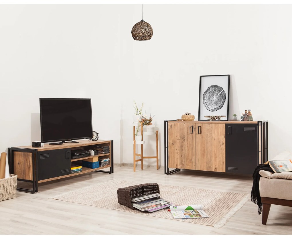 Mobilier living Cosmopolitan 6 (Pin atlantic + Negru). 1089055