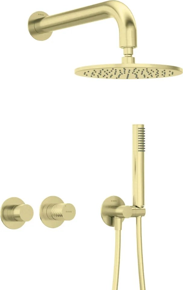 🚿 Set de duș SILIA HEXA, montare încastrată, baterie orizontala, finisaj aur periat – Cod NHS_R0YK