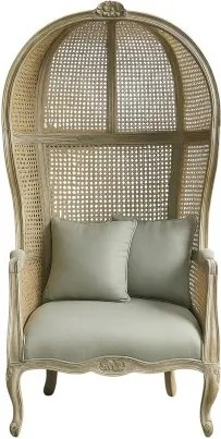 Fotoliu clasic francez, stil Louis XV–XVI, din lemn masiv și trestie naturală, 87x73x163 cm, Aveline