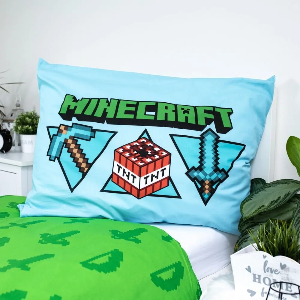 Lenjerie de pat pentru copii din bumbac pentru pat de o persoană 140x200 cm Minecraft – Jerry Fabrics