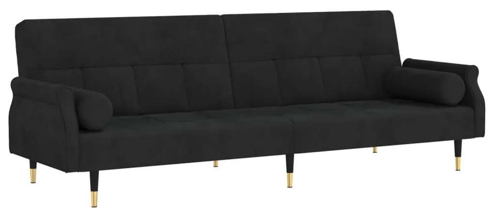 351861 vidaXL Canapea extensibilă cu perne, negru, catifea