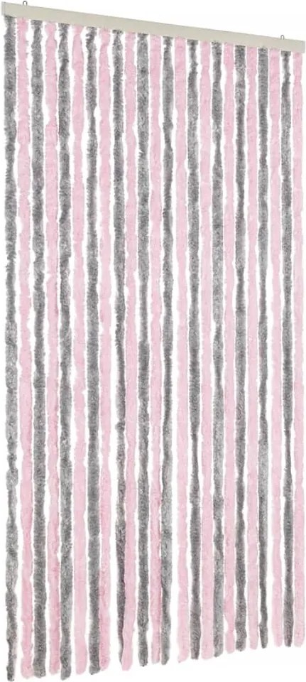vidaXL Perdea pentru insecte, gri argintiu și roz, 100x220cm, chenille