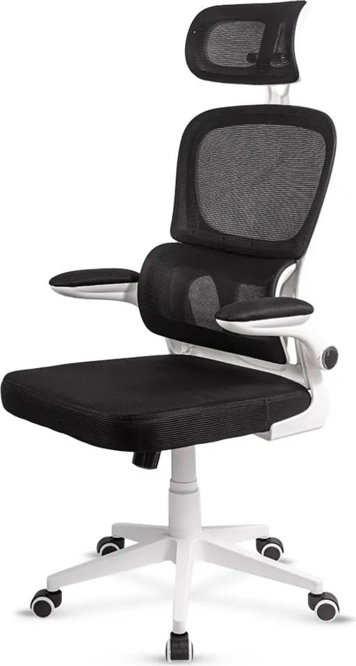 Scaun ergonomic din mesh cu suport lombar si brate rabatabile OFF 432 negru