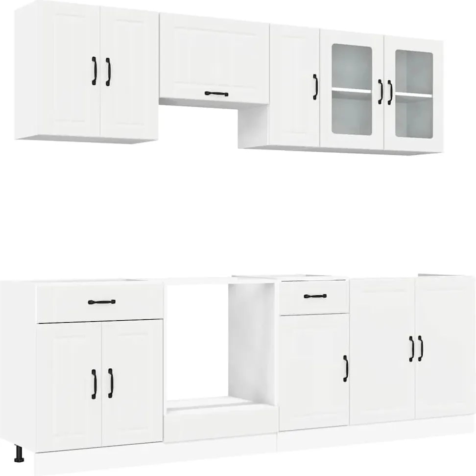 vidaXL Set dulap de bucătărie din 8 piese „Kalmar” Lemn prelucrat alb