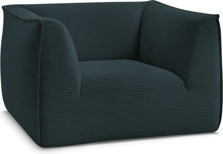 Fotoliu albastru închis cu tapițerie din catifea reiată Giorgia – Bobochic Paris