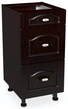 Corp inferior 40 cu 3 sertare metalice pentru greutate Zebra mustata wenge