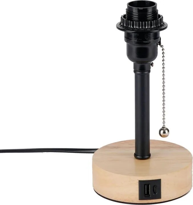 Brilagi - Lampă de birou TABLON cu port USB, 1xE27/25W/230V, stejar/negru