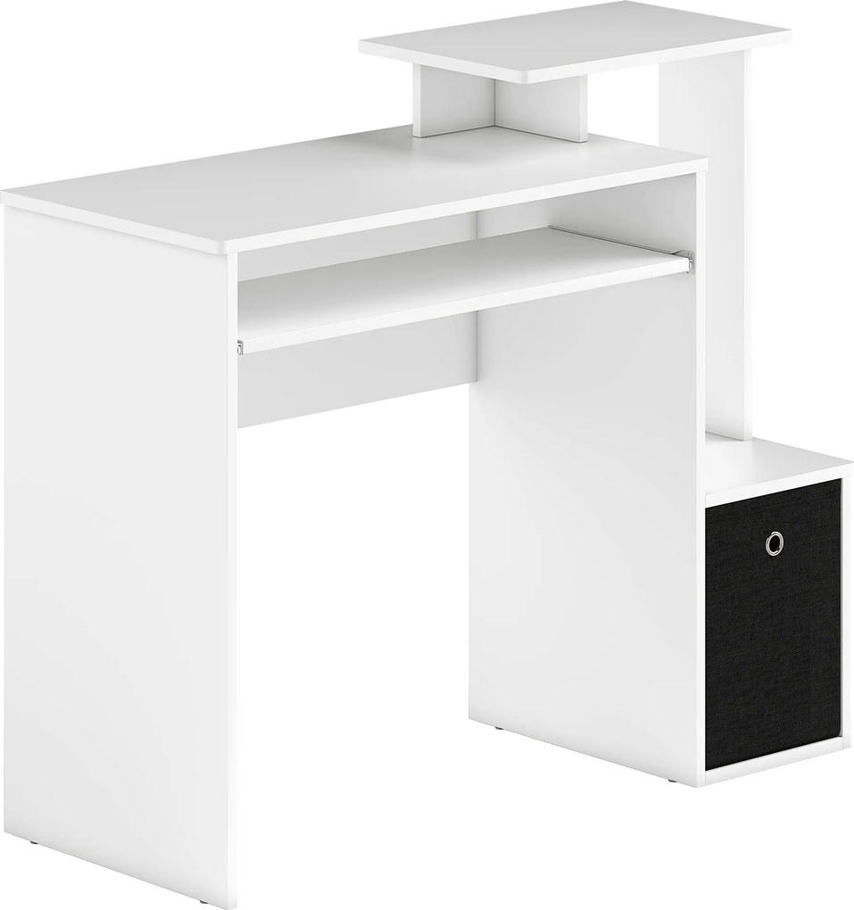 HOMCOM Birou modern pentru PC, birou pentru computer cu raft pentru tastatura, raft si spatiu de depozitare din material, 100x40x86.6cm, alb si negru