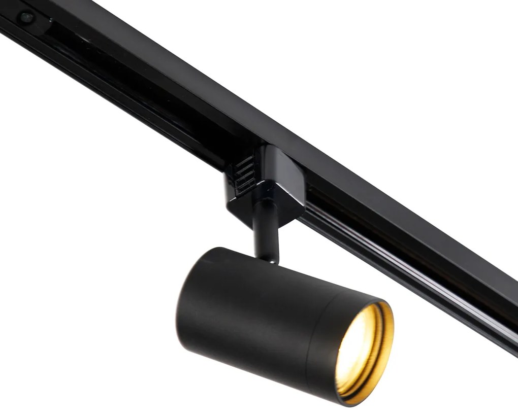 Sistem de iluminat cu șină modern cu 10 spoturi negre monofazate - Iconic Jeana