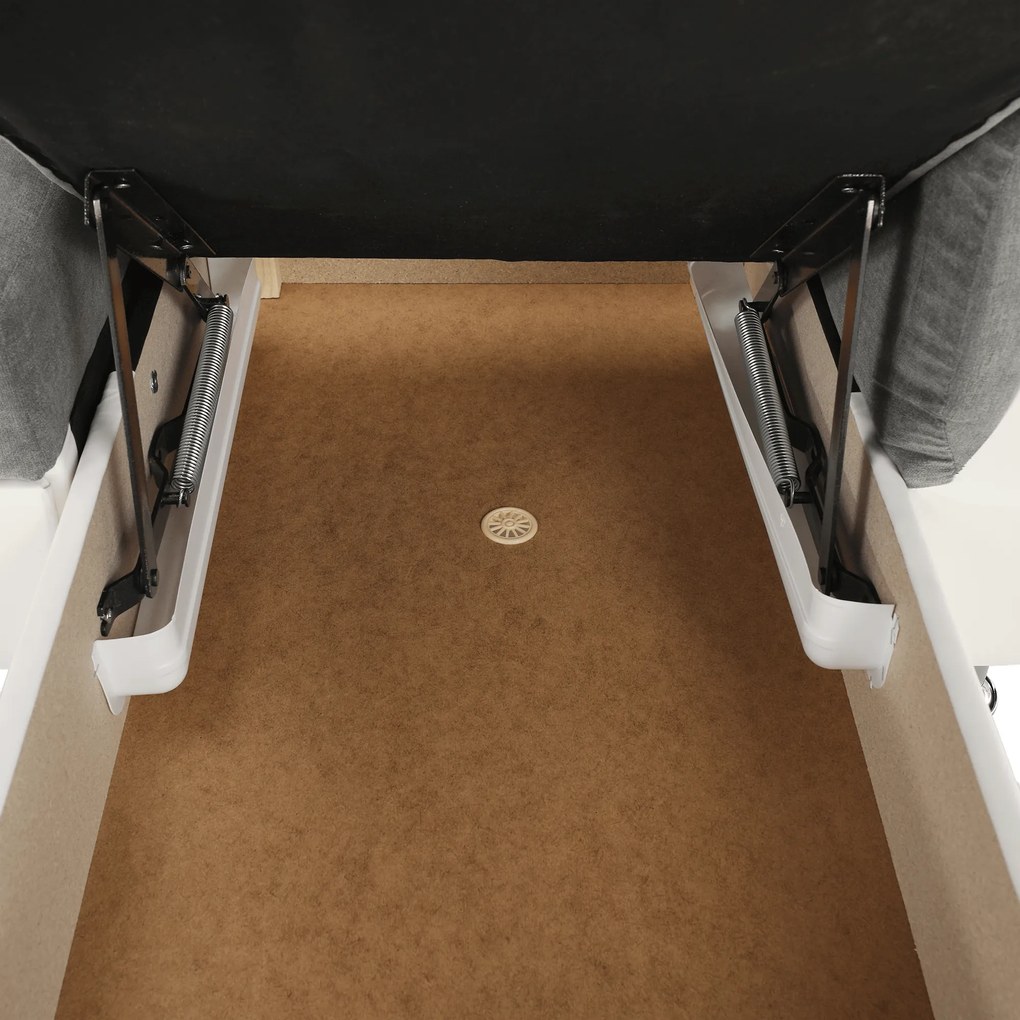 Colţar mic, piele ecologică alb/material textil gri, model dreapta, SANTIAGO COLŢAR MIC