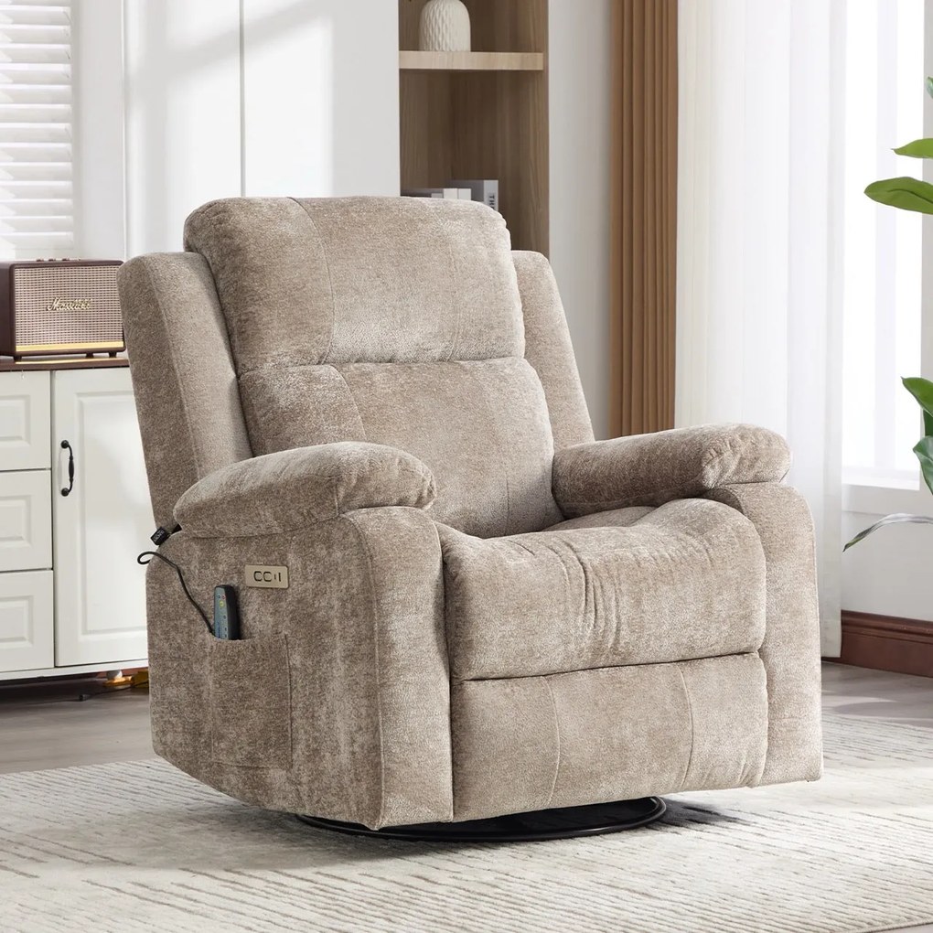 Fotoliu recliner electric dumonde cu funcție de balansare ,rotire și masaj în 8 puncte Arvo