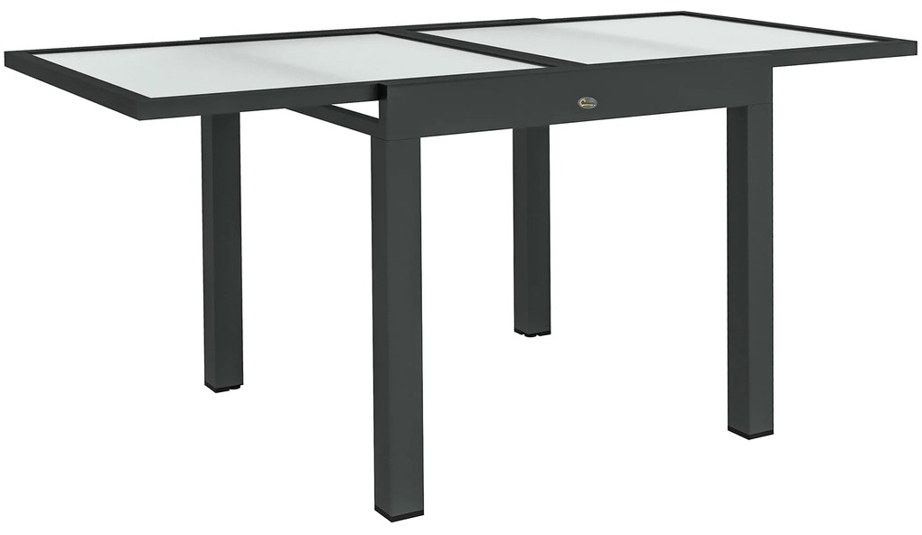 Outsunny Masă Extensibilă de Grădină de Dimensiuni Mari dim. desfășurate 160 x 80 x 75 cm Aluminiu Blat Sticlă Securizată Transparent | Aosom Romania