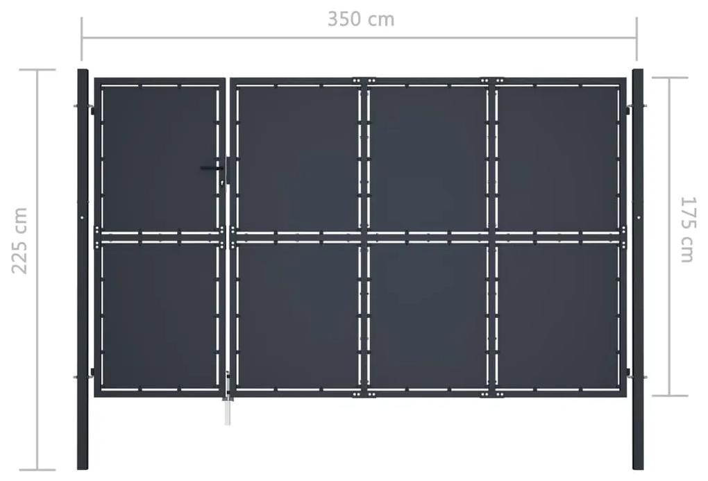 Poarta de gradina, antracit, 350 x 175 cm, otel 350 x 175 cm