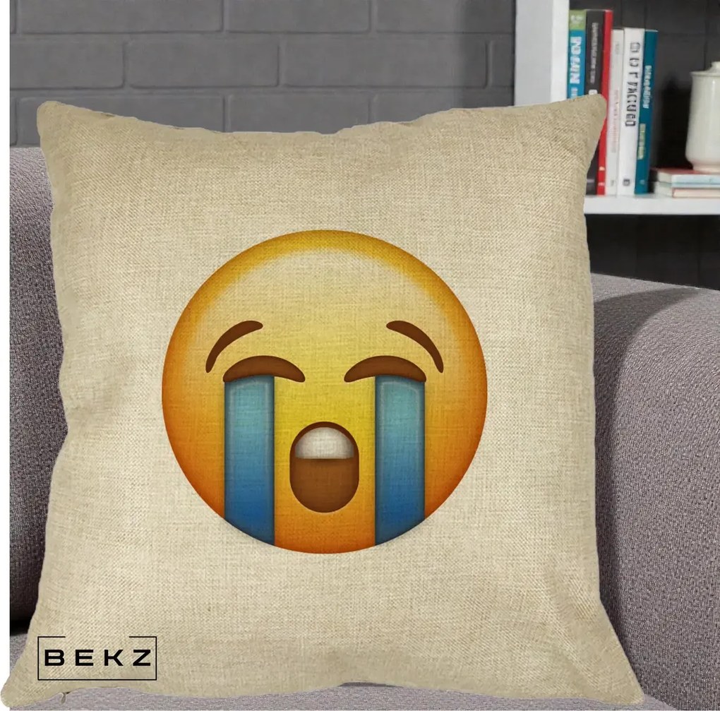 Perna Decorativa Emoji Plange, 40x40 cm, Crem, Husa Detasabila, Perna Inclusa, BEKZ®