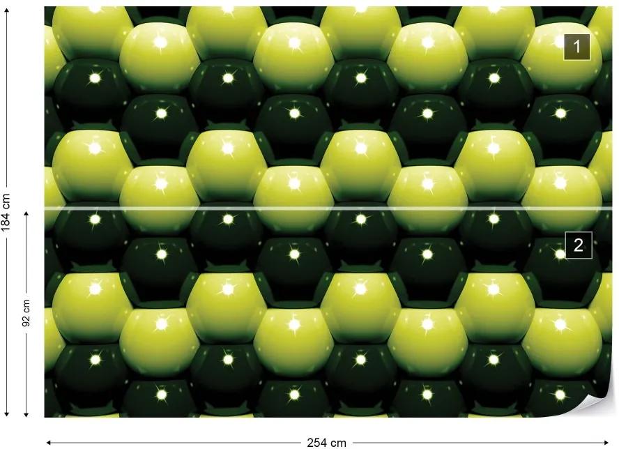 Fototapet GLIX - 3D Green And Black Ball Pattern + adeziv GRATUIT Tapet nețesute - 254x184 cm