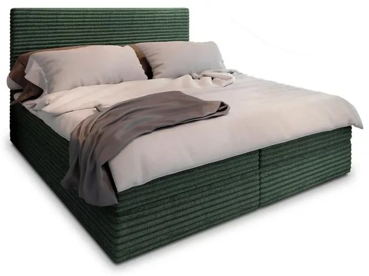 Pat tapițat boxspring ISPIRA 140x200 cm verde Saltele: Saltea cu arcuri Bonell