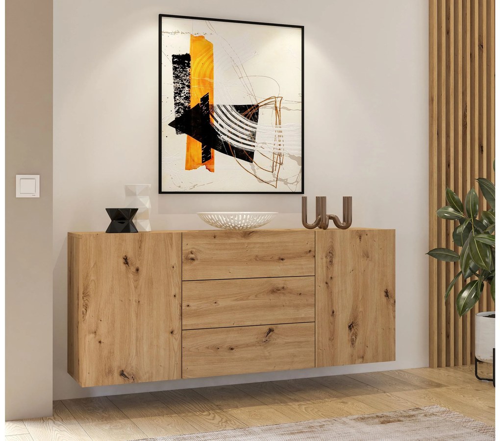 Comodă Avernic Typ 26 (negru + Stejar artisan). 1042059