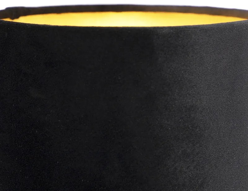 Aplică de perete Art Deco neagră cu abajur din catifea - Stacca