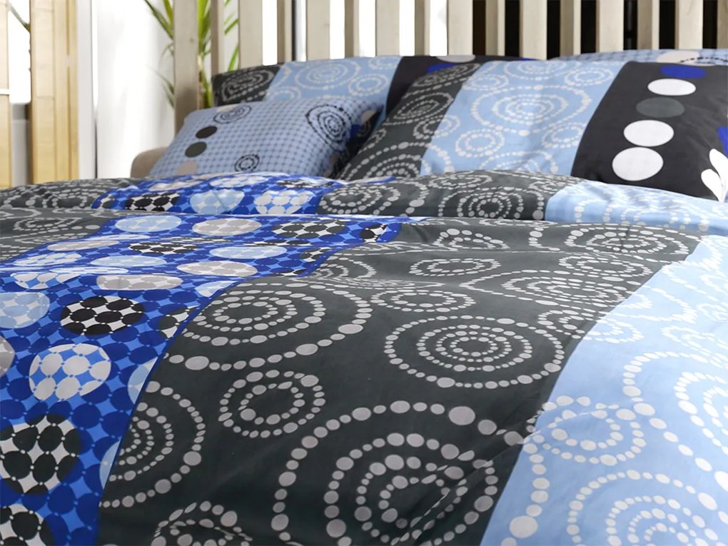 Lenjerie de pat din bumbac CERCURI ALBASTRU, albastru Dimensiune lenjerie de pat: 70 x 90 cm | 140 x 200 cm