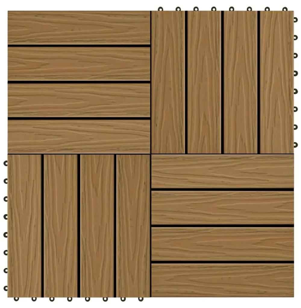 45037 vidaXL Plăci podea în relief, WPC, 11 buc., 30x30 cm 1 mp, culoare tec