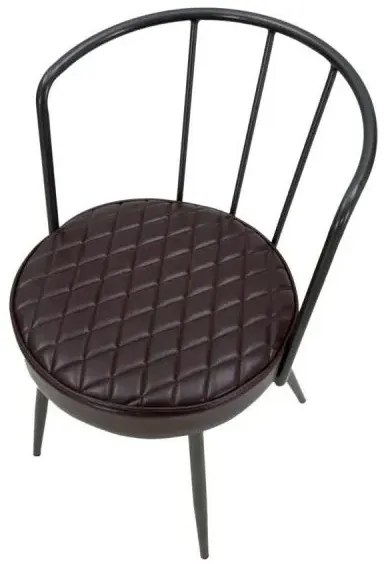 Scaun dining gri din metal si piele ecologica, 52 x 58 x 75 cm, Iron Line Mauro Ferreti