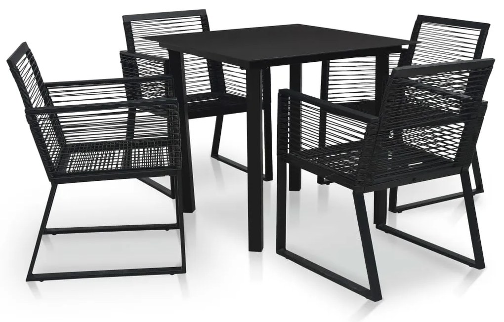 vidaXL Set mobilier de exterior, 5 piese, negru, ratan PVC