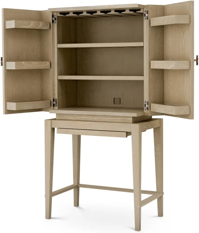 Dulap de Bar Design LUX, Lemn, Rattan, Borchard stejar albit