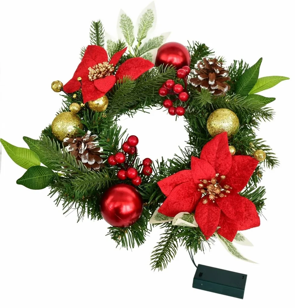Coroniță de Crăciun Florența, 30 cm, 10 LED-uri