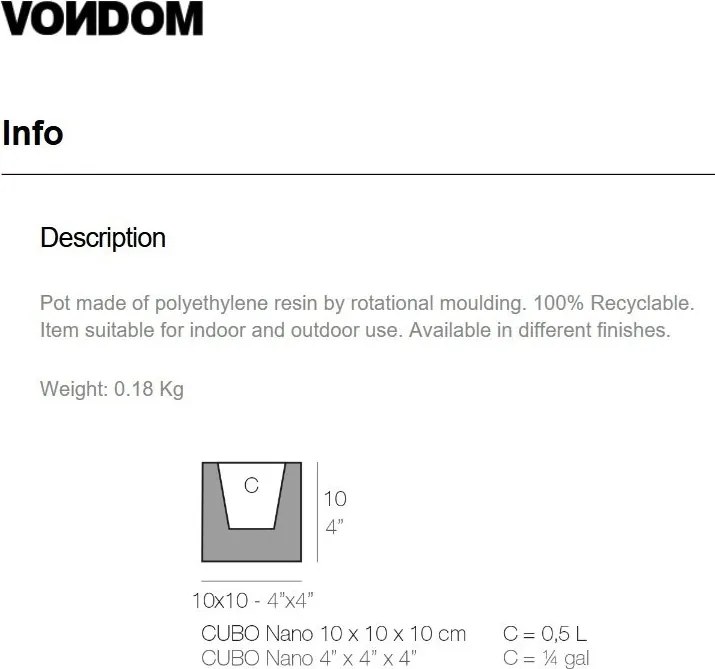 Ghiveci plante design decorativ modern interior / exterior CUBE mini 10x10x10cm