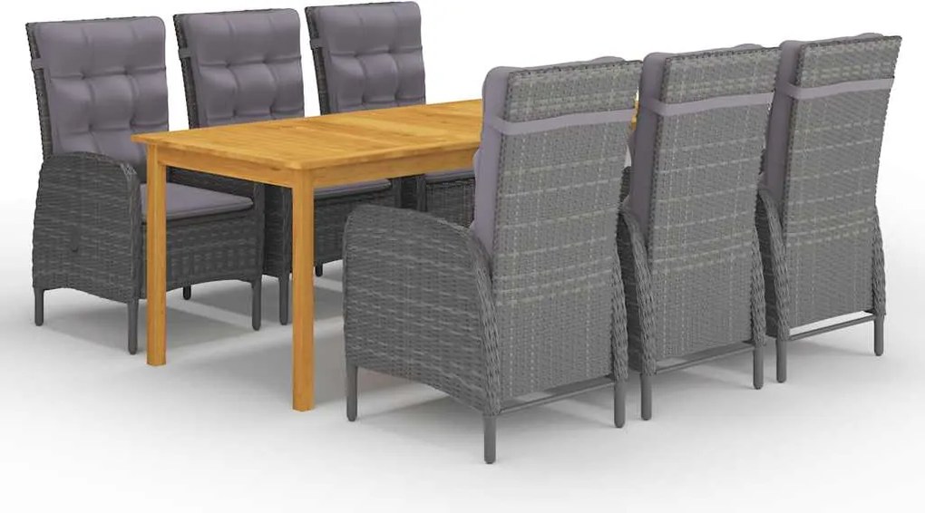 vidaXL Set mobilier pentru grădină, 7 piese, gri