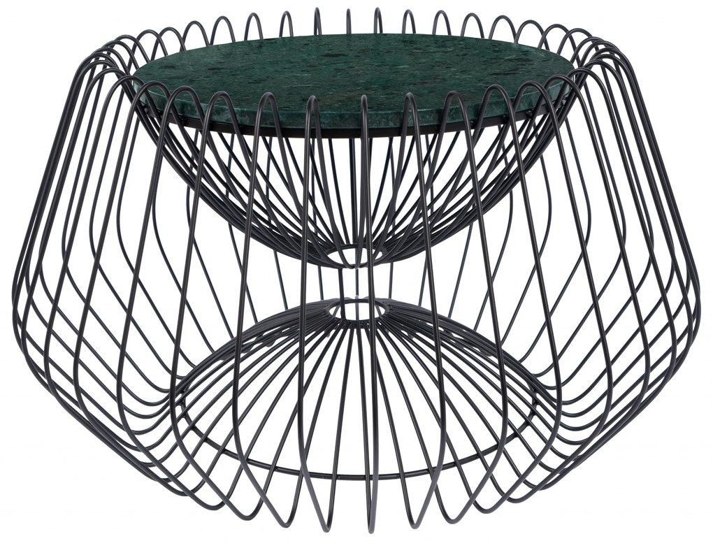 Masuta de cafea rotunda din marmura si fier 60x60x35 cm verde/negru