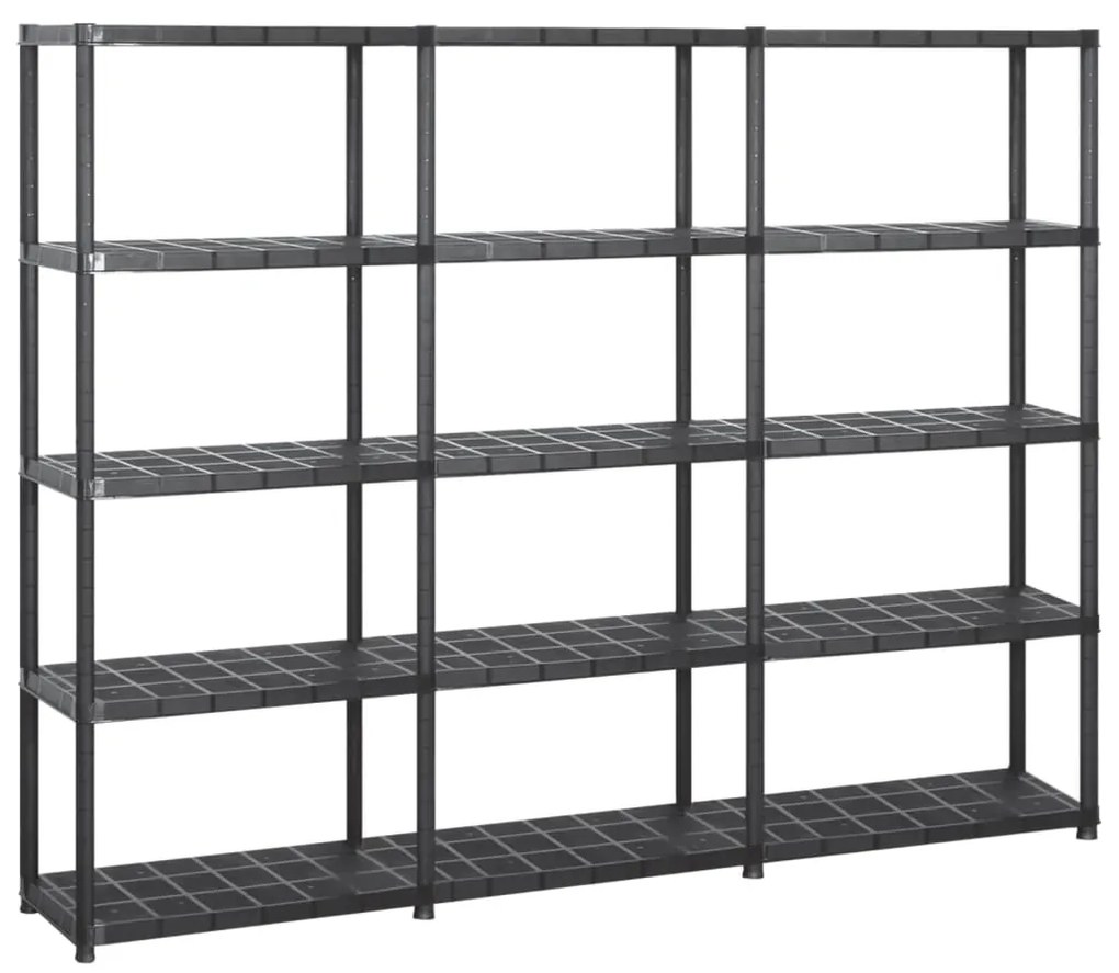 vidaXL Raft de depozitare cu 5 polițe, negru, 213x38x170 cm, plastic