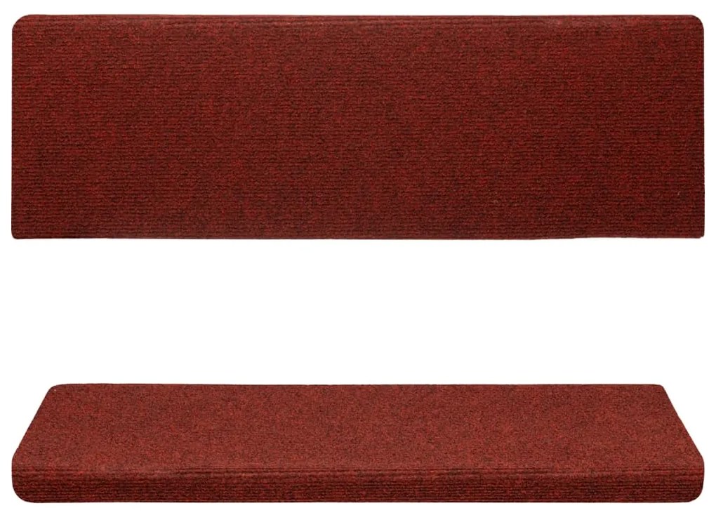 Covorase scari, 5 buc., rosu bordeaux, 65x25 cm, cusatura punch 5, Rosu