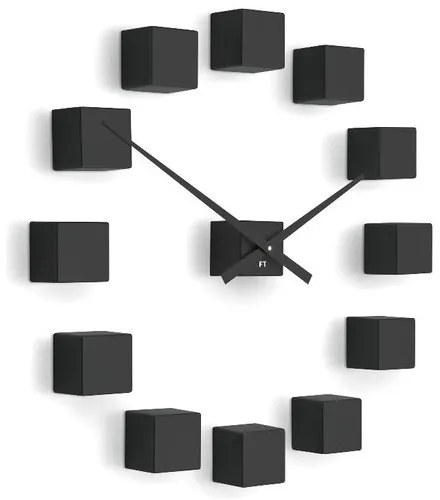 Ceas de design Future Time FT3000BK Cubic black, autoadeziv, diam. 50 cm