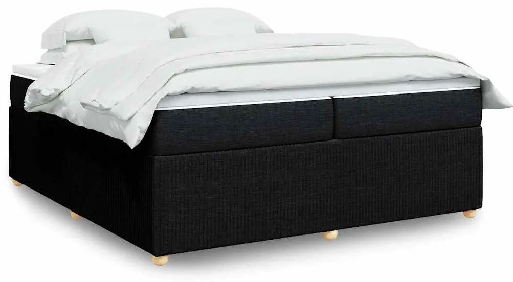 vidaXL Pat box spring cu saltea, negru, 200x200 cm, textil