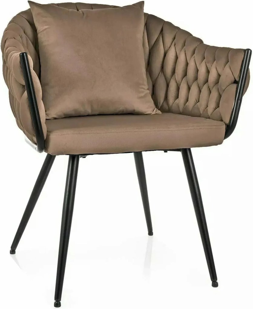 Scaun NUVO, bej inchis - Bluvel 40, stofa catifelata/metal, 62x47x86 c
