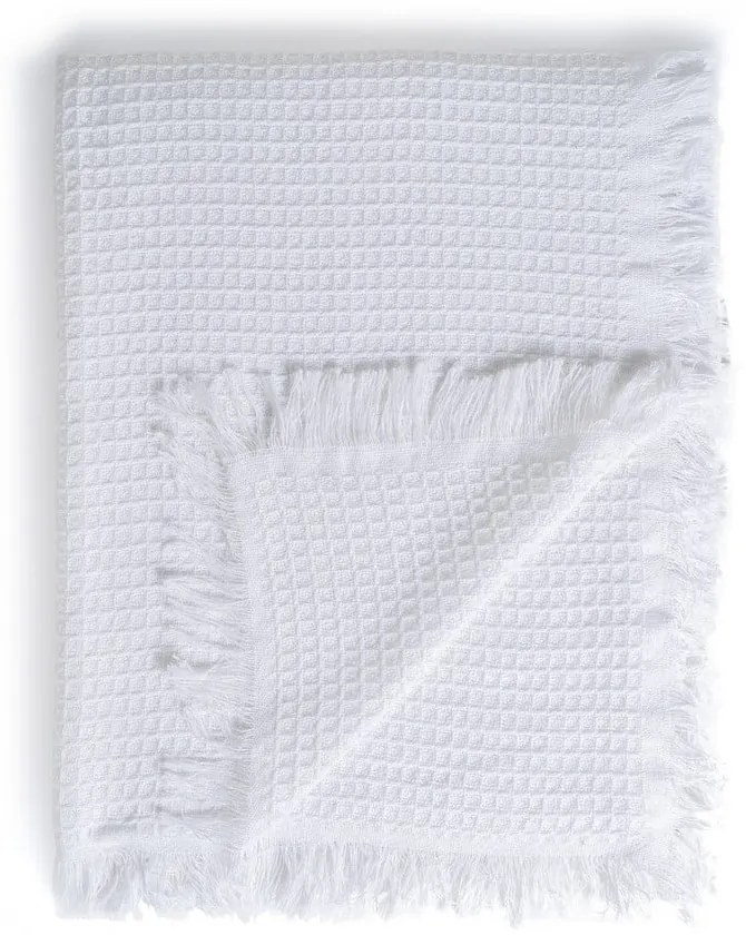 Cuvertură albă din bumbac reciclat 260x280 cm Honeycomb – Ixia