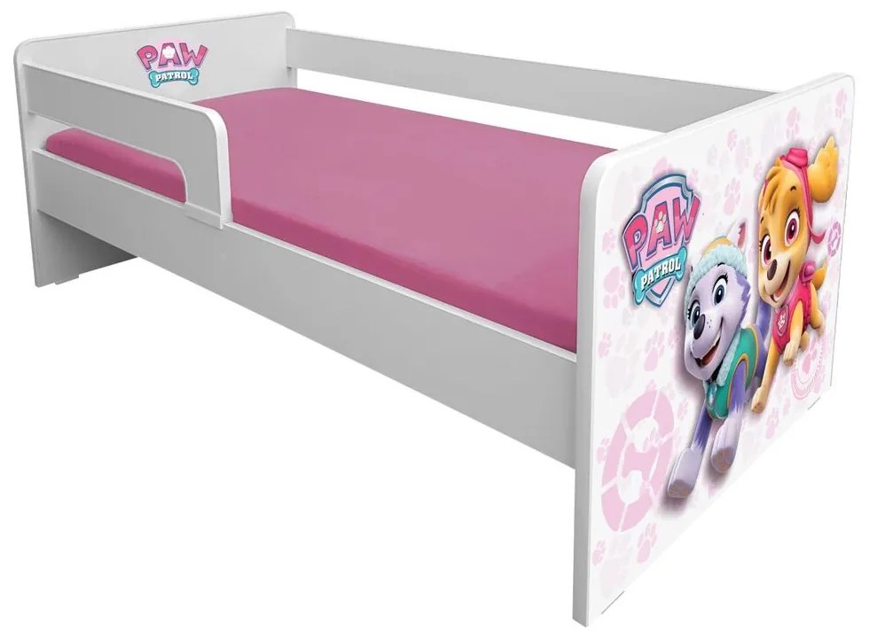 Pat copii Paw Patrol Pink P1L 2-6 ani cu paravane detasabile/interschimbabile + saltea Basic