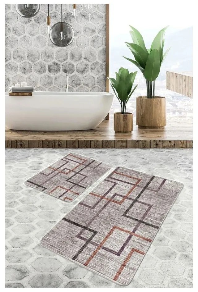 Covorașe de baie gri 2 buc. din catifea 60x100 cm – Mila Home