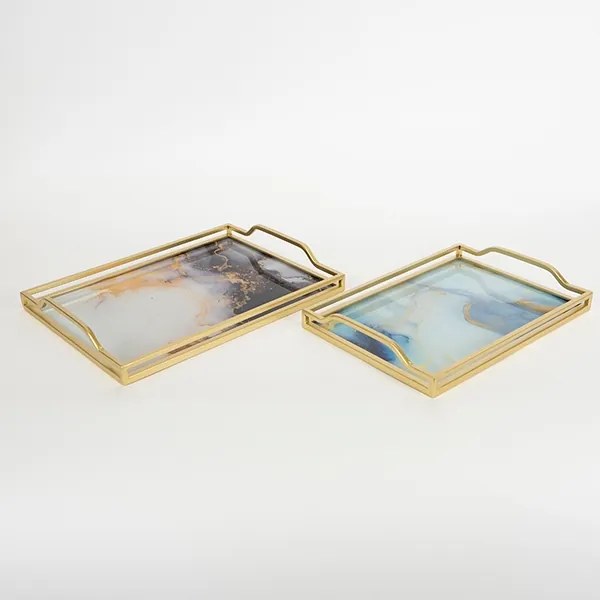 SET 2x tavă decorativă 40x30/35x25 cm auriu