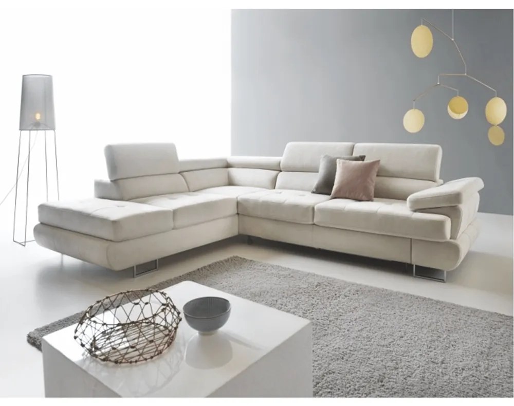 Colţar, material textil gri deschis, model stânga, BUTON P