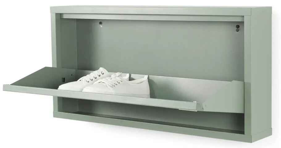 Pantofar verde prăfuit cu deschidere înclinată din metal 75x37,5x12,5 cm Billy – Spinder Design