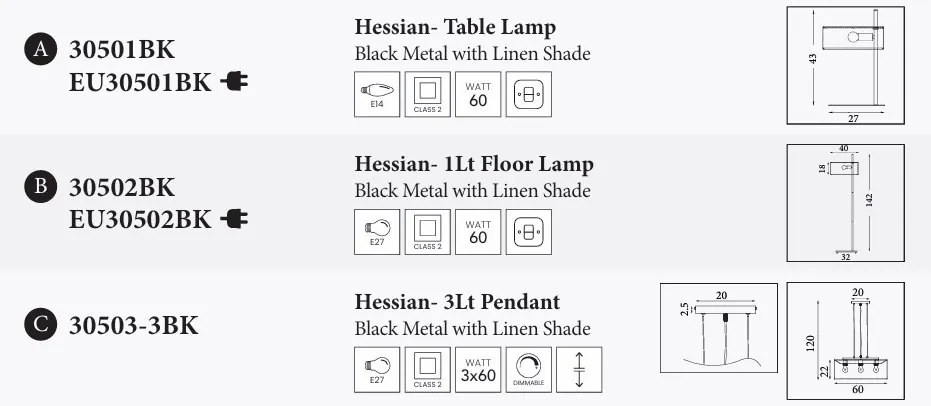 Veioza, Lampa de masa Hessian