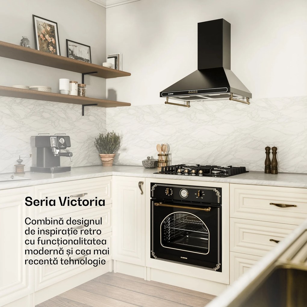 Klarstein Victoria 4 Zonen, plită pe gaz, 4 arzătoare, sticlă ceramică, negru