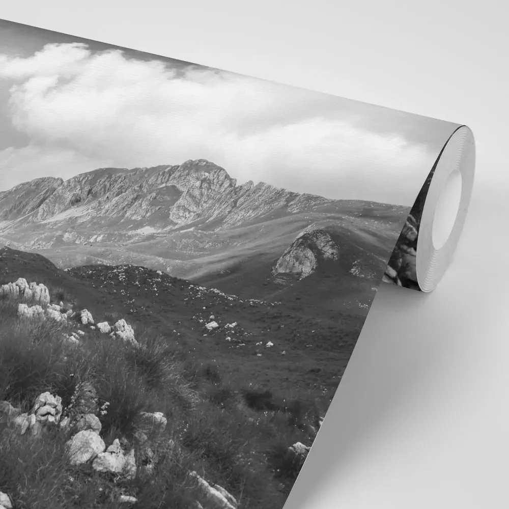 Fototapet valea în Muntenegru în alb-negru