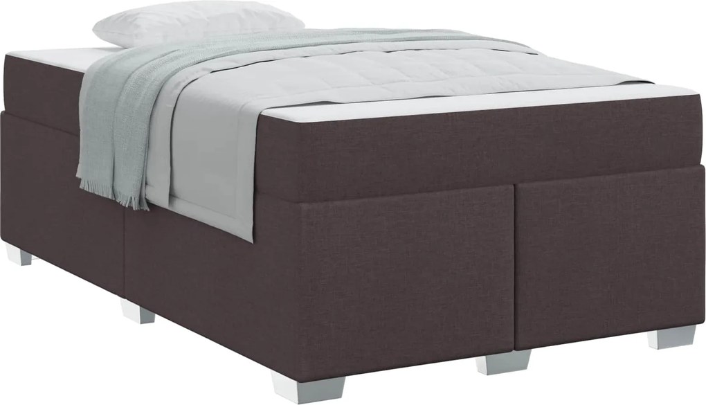 vidaXL Cadru de pat cu saltea Maro închis 120 x 200 cm țesătură